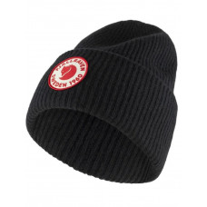 Вязаная шерстяная шапка в рубчик с отворотом Fjallraven 1960 Logo Hat (Black) 78142.550