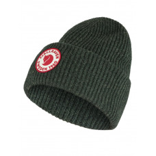 Вязаная шерстяная шапка в рубчик с отворотом Fjallraven 1960 Logo Hat (Deep Forest) 78142.662