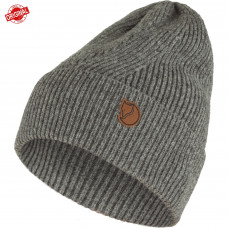 Вязаная шерстяная шапка в рубчик с отворотом Fjallraven Directional Rib Beanie (Grey) 78143.020