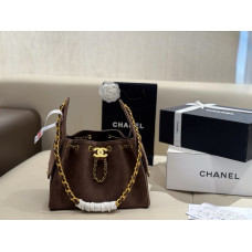 Брендовая женская сумка Chanel 25 Small Handbag in Suede Chocolate | Lux качество - 7993