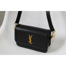 YSL Solferino Mini Black/Gold | Брендовая женская сумка-кроссбоди с логотипом | Стильная классика в мини-формате (8102)