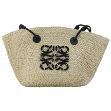 Брендовая соломенная сумка Loewe Small Anagram Raffia Basket Bag Natural/Black - 912-ayka