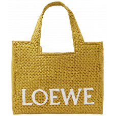 Брендовая соломенная сумка Loewe Font Tote Raffia Medium Bag Ochre - ayka - 953-ochre