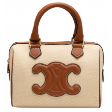 Брендовая женская сумка Celine Small Boston Cuir Triomphe in Textile and Calfskin | Cтильная и компактная, из текстиля 99018