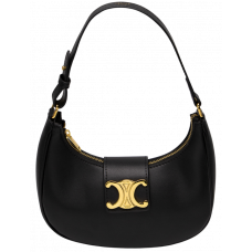 Брендовая женская сумка Celine Ava Triomphe Soft Smooth Calfskin Black | Cтильная и компактная shoulder bag из натуральной кожи 99019