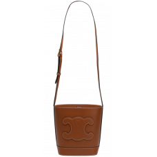 Брендовая женская сумка Celine Small Bucket Cuir Triomphe In Smooth Calfskin Tan Brown | Cтильная и компактная, из натуральной кожи 99091
