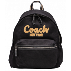 Брендовый женский рюкзак Coach Cargo Backpack in Signature Denim Black/Brown - 991018