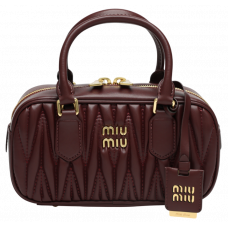 Брендовая женская сумка Miu Miu Arcadie Matelasse Nappa Regular Leather Bag in Burgundy - 991022