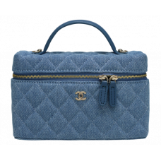 Брендовая женская сумка Chanel CC Top Handle Long Vanity Denim/Gold | Стильная crossbody bag из денима - 991031