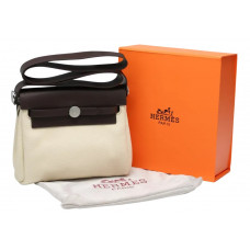 Брендовая женская сумка Hermes Herbag Zip 20 Black/Beige | Cтильная и компактная crossbody bag - 991055