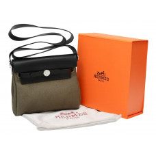 Брендовая женская сумка Hermes Herbag Zip 20 Black/Green | Cтильная и компактная crossbody bag - 991057