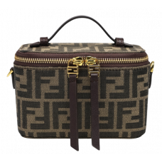 Брендовая женская сумка Fendi Vanity Tobacco Brown FF Jacquard Mini-bag - 991063