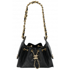 Брендовая женская сумка Chanel 25 Micro Handbag in Grained Calfskin Black/Gold - 991064