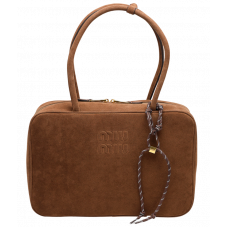 Брендовая женская сумка Miu Miu Beau Top-Handle Bag in Cocoa Brown Suede - M424 - 991082