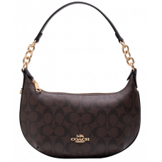 Брендовая женская сумка Coach Payton Hobo In Signature Canvas Brown/Black | Cтильная и компактная, из натуральной кожи - 99199