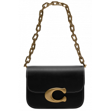 Брендовая женская сумка Coach Idol Shoulder Bag Black/Gold | Cтильная и компактная, из натуральной кожи - 99203