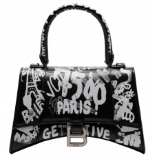 Брендовая женская сумка Balenciaga Hourglass Small Handbag Graffiti in Black | Трендовая и стильная handbag - 99206