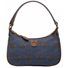 Брендовая женская сумка Pinko Half Moon Mini Denim | Cтильная и компактная shoulder bag - 99215