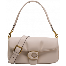 Брендовая женская сумка Coach Pillow Tabby 26 Leather Shoulder Bag Cream | Cтильная и компактная, из натуральной кожи 99225