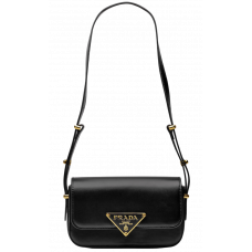 Брендовая женская сумка Prada Leather Shoulder Bag Black/Gold | Cтильная и компактная, из натуральной кожи | Premium качество 99251