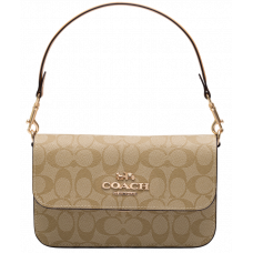 Брендовая женская сумка Coach Brynn Flap In Signature Canvas Beige | Cтильная и компактная, из натуральной кожи - 99253