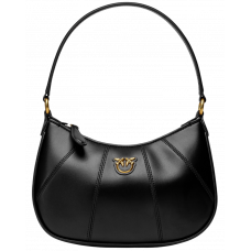 Брендовая женская сумка Pinko Fine Grain Leather Hobo Bag Black | Cтильная и компактная shoulder bag - 99310