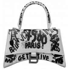 Брендовая женская сумка Balenciaga Hourglass Small Handbag Graffiti in White | Трендовая и стильная handbag - 99338