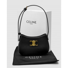 Брендовая женская сумка Celine Medium Tilly in Shiny Calfskin Black | Cтильная и компактная shoulder bag из натуральной кожи 99340