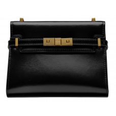 Брендовая женская сумка Saint Laurent Manhattan Mini Shoulder Bag in Black Leather Y404 - 99350