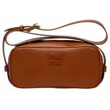 Брендовая женская сумка Miu Miu Nappa Leather Shoulder Bag Brown | Стильная и компактная, из натуральной кожи 99398