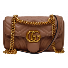 Брендовая женская сумка Gucci Marmont Mini Shoulder Bag Beige - 99400