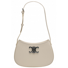 Брендовая женская сумка Celine Medium Tilly in Shiny Calfskin Cream | Cтильная и компактная shoulder bag из натуральной кожи 99442
