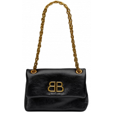 Брендовая женская сумка Balenciaga Monaco Mini Chain Bag Black/Gold | Элегантная и стильная, люкс качество - 99445