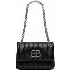 Брендовая женская сумка Balenciaga Monaco Mini Chain Bag Black/Silver | Элегантная и стильная, люкс качество - 99446