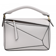Брендовая женская сумка Loewe Small Puzzle White | Компактная и стильная crossbody bag из натуральной кожи 99453