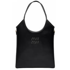 Брендовая женская сумка-шоппер Miu Miu Ivy Leather Black | Стильная и вместительная Tote Bag, из натуральной кожи 99498