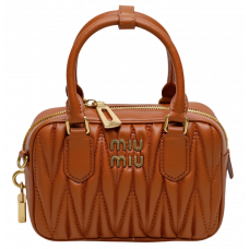 Брендовая женская сумка Miu Miu Arcadie Matelasse Nappa Leather Bag Brown - 99504