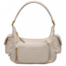 Брендовая женская сумка Miu Miu Nappa Leather Pocket Bag Cream | Стильная и компактная, из натуральной кожи 99512