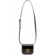 Брендовая женская сумка Celine Triomphe Mini Claude Black | стильная мини bag через плечо из натуральной кожи 99515