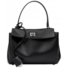 Брендовая женская сумка Balenciaga Rodeo Small Handbag in Black Smooth Calfskin/Silver Hardware - 99517