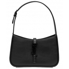 Брендовая женская сумка Saint Laurent Hobo Le 5 A 7 Black/Black | Cтильная и компактная, из натуральной кожи | Premium качество 99520