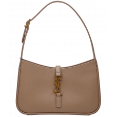 Брендовая женская сумка Saint Laurent Hobo Le 5 A 7 Beige/Gold | Cтильная и компактная, из натуральной кожи | Premium качество 99521