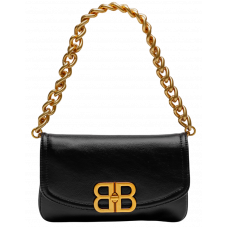 Брендовая женская сумка Balenciaga Small BB Flap Bag Black/Gold | Стильная и компактная shoulder bag - 99526