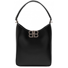 Брендовая женская сумка Balenciaga Soft Hobo Bag Black/Silver | Элегантная и стильная, из натуральной кожи 99547