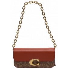Брендовая женская сумка Coach Idol Bag 23 In Signature Canvas Brown | Cтильная и компактная, из натуральной кожи - 99558