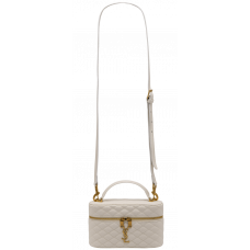 Брендовая женская сумка Saint Laurent Gaby Vanity Bag in Leather Cream - 99577