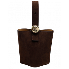 Брендовая женская сумка Loewe Mini Pebble Bucket Bag Brown Suede | Компактная и стильная, из натуральной замши 99650