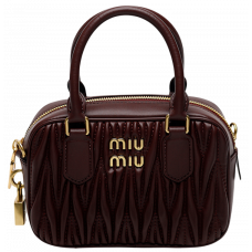 Брендовая женская сумка Miu Miu Arcadie Matelasse Nappa Leather Bag Burgundy - 99660