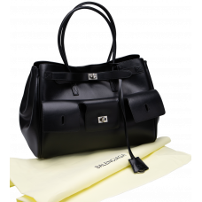 Брендовая женская сумка Balenciaga Bel Air Medium Tote Bag Black\Silver - 99662