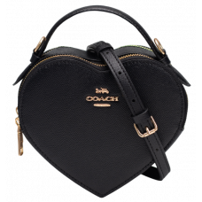 Брендовая женская сумка Coach Valentine's Black Crossgrain Leather Heart Crossbody Bag - 99709